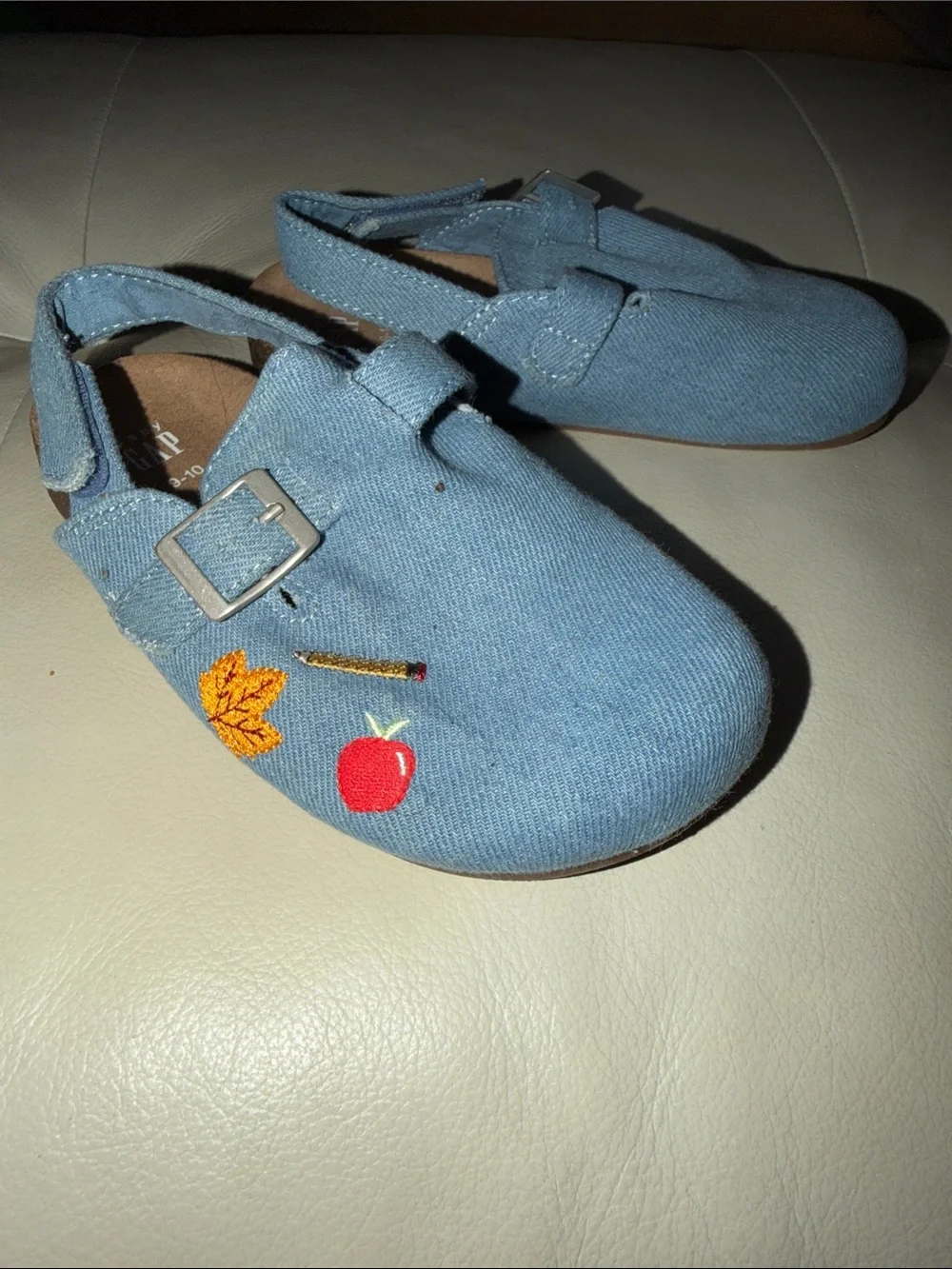 GAP Light Blue Embroidered Mary Jane Kids Shoes